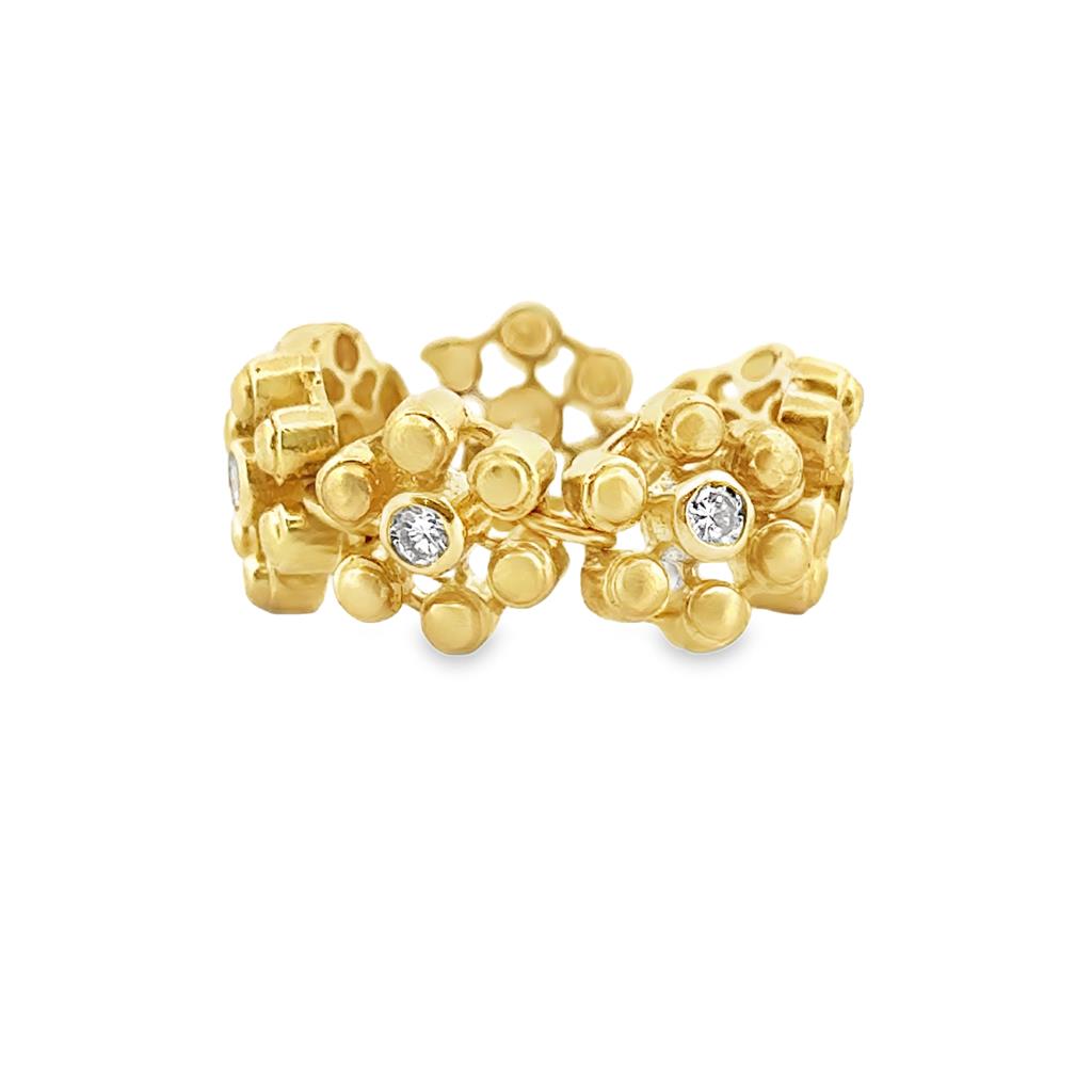 SALVADOR PRASCHNIK Sal Praschnik 0.38 CTW Round Diamonds 18K Yellow Gold Floral Ring