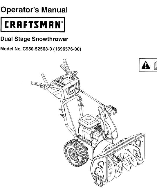 FREE CRAFTSMAN MANUAL C950 52503 0 Manual for Craftsman Dual Stage Snowblower