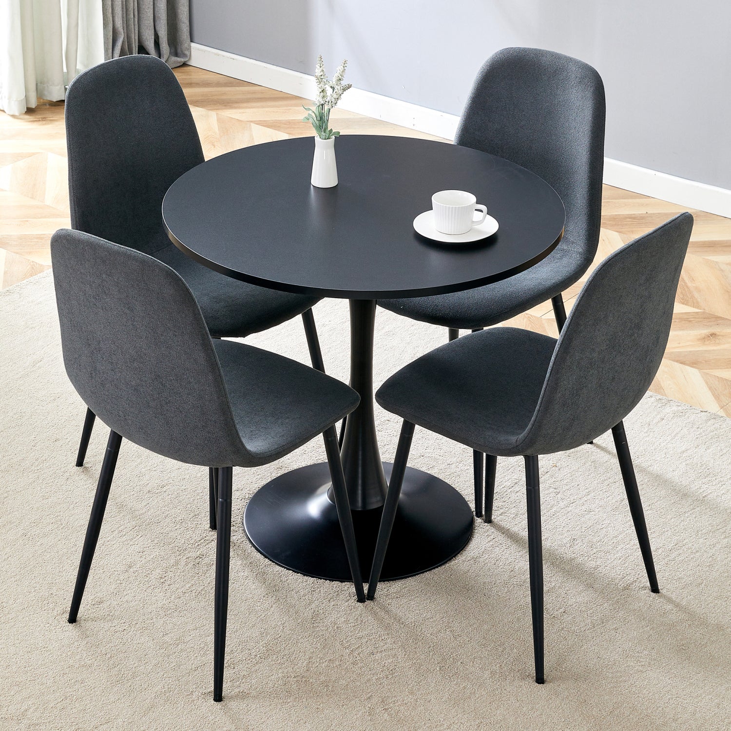 2594 Streamdale Black Round Table & 4 Chairs   Dining Set