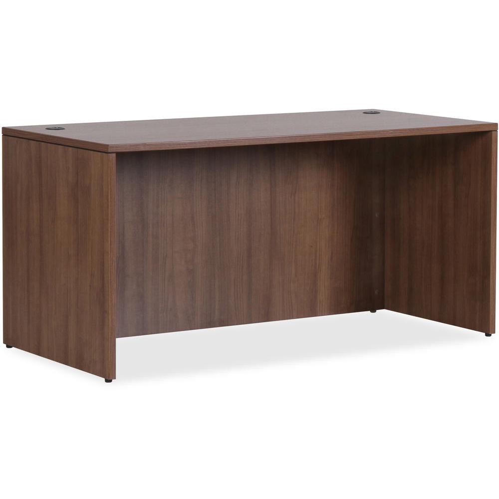 2736 Lorell Essentials Series Rectangular Desk Shell   1" Top  59" x 29.5"29.5" Desk   Finish: Walnut Laminate   Lockable  Grommet  Modesty Panel  Adjustable Feet   For Office