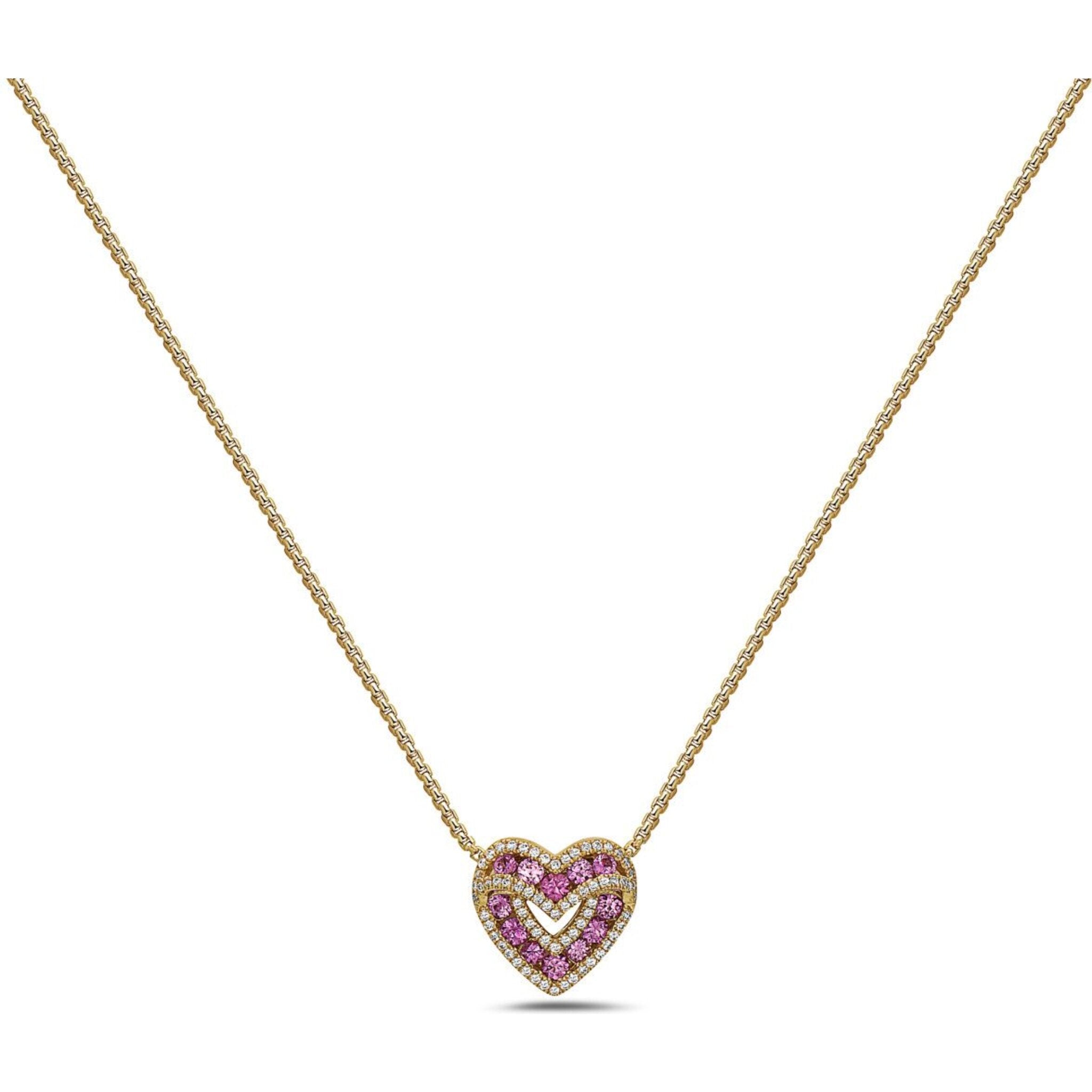 CHARLES KRYPELL  INC. Sweetheart Pendant Necklace with Pink Sapphires and Diamonds