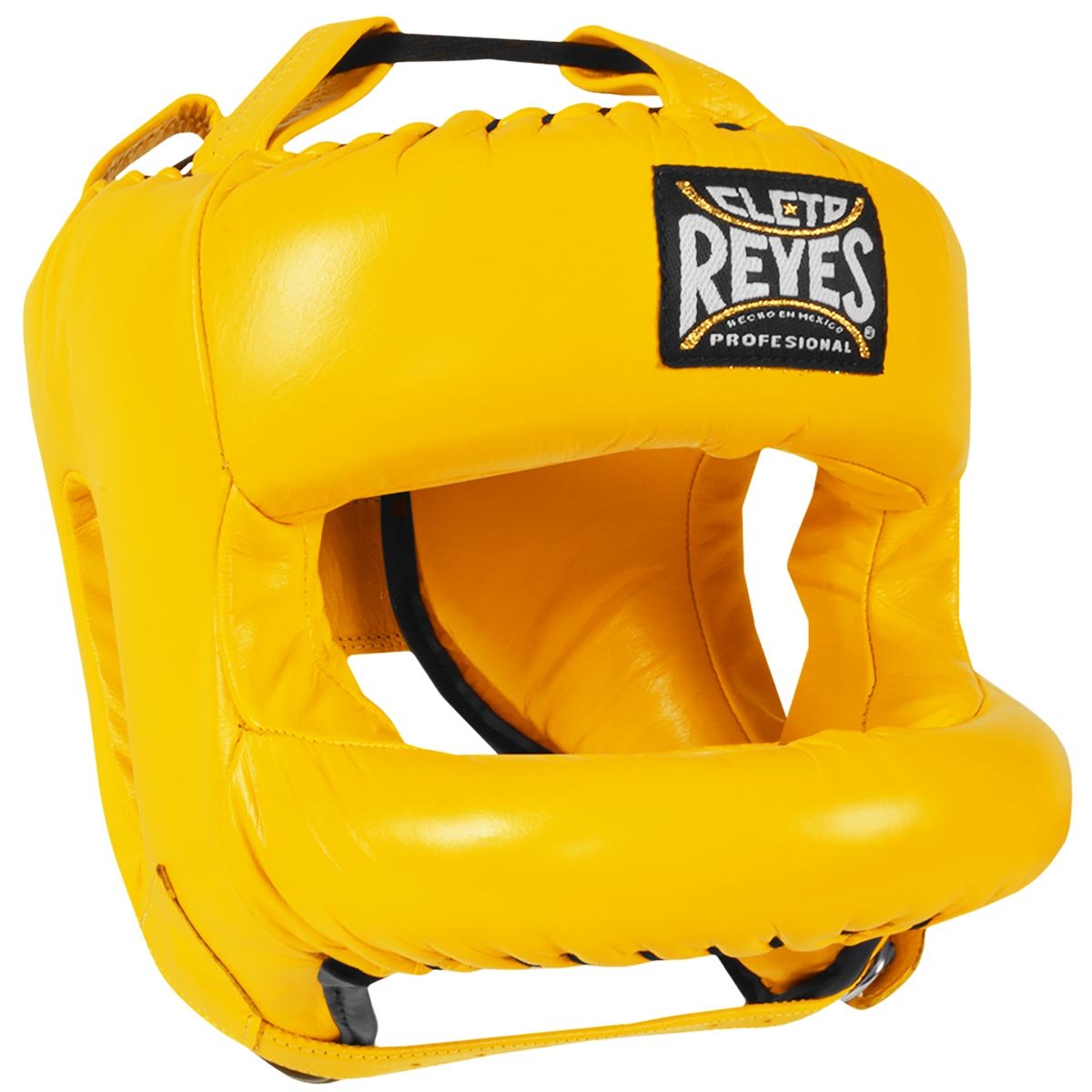 Cleto Reyes Redesigned Leather Boxing Headgear with Nylon Face Bar   Yellow