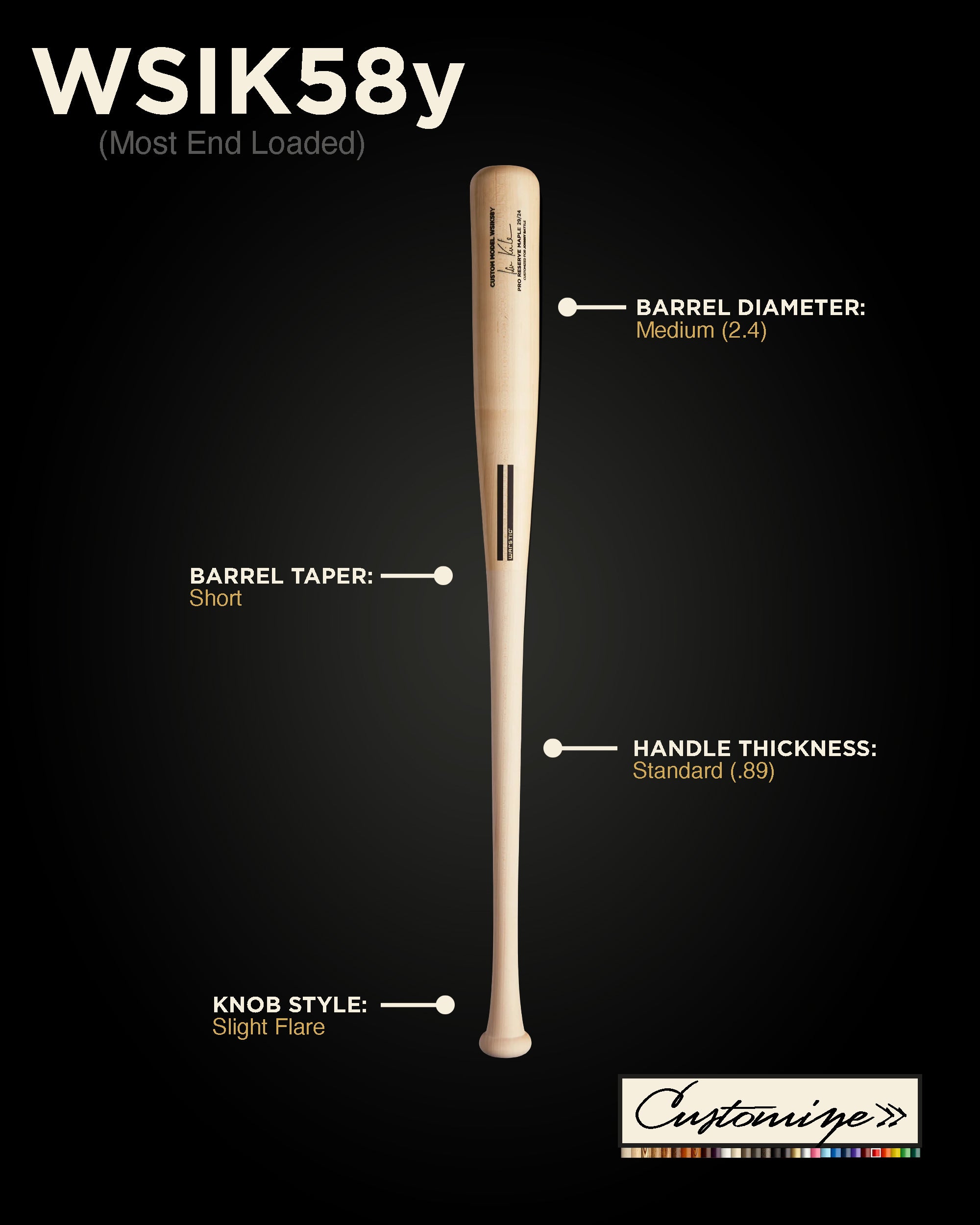 WARSTIC IAN KINSLER Signature WSIK58Y YOUTH CUSTOM WOOD BAT