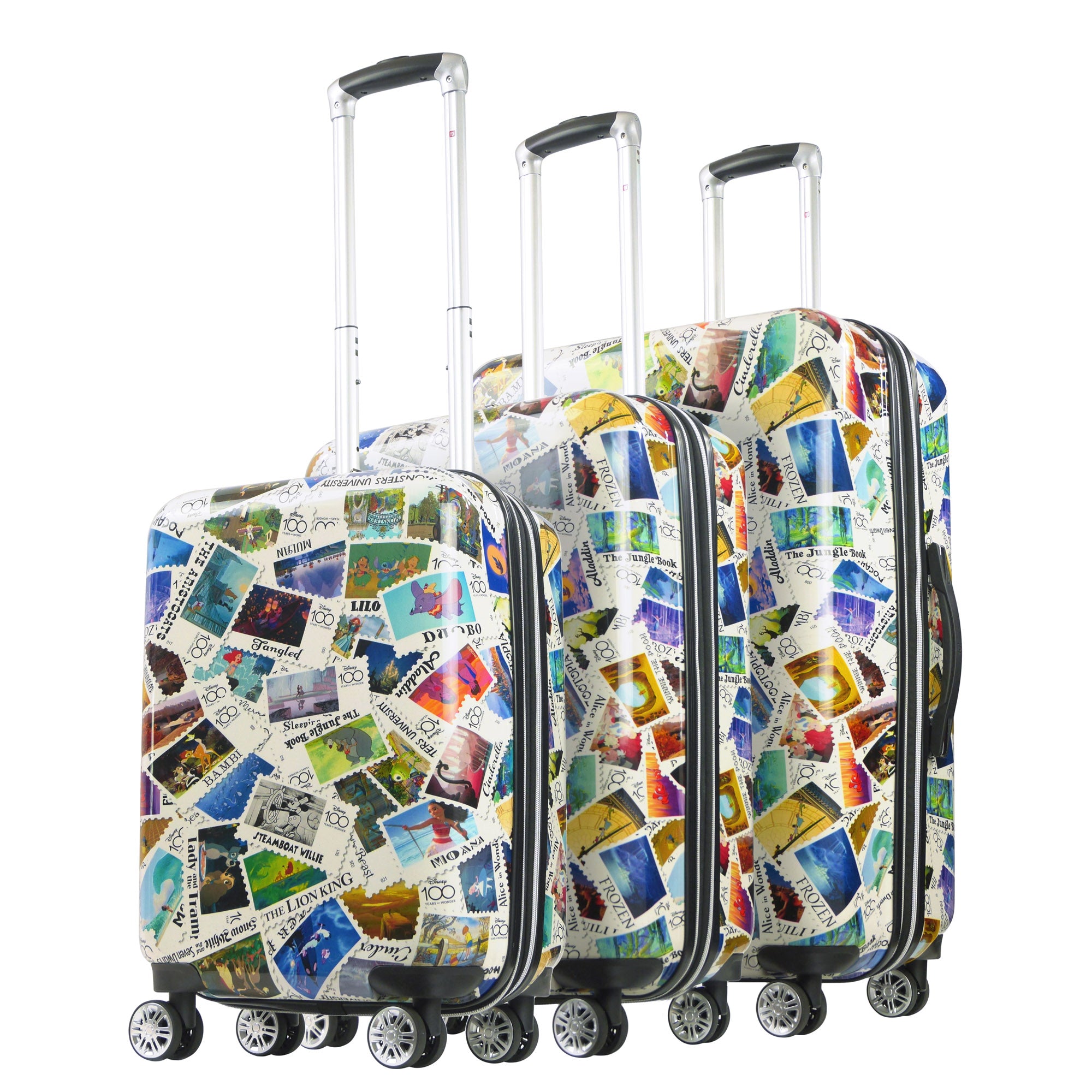 2324 DISNEY Ful  Disney 100 Years Stamps ABS 3pc Hard sided Spinner Luggage Set