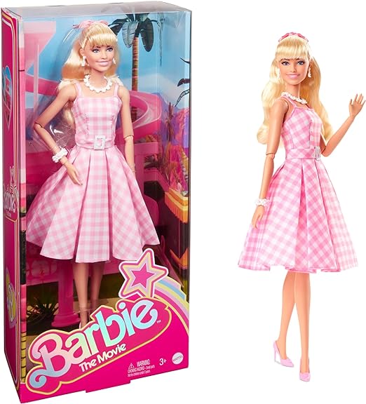 THE ROCKING HORSE SHOP Barbie Movie   Pink Gingham Dress Doll