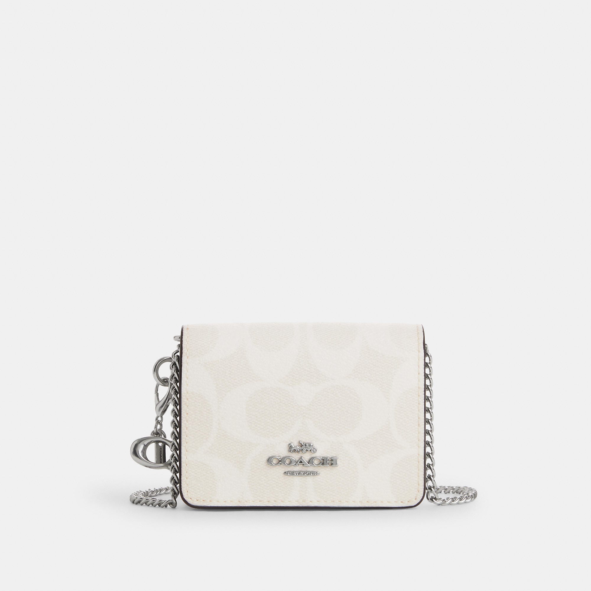 2037 Coach Outlet Boxed Mini Wallet On A Chain In Signature Canvas