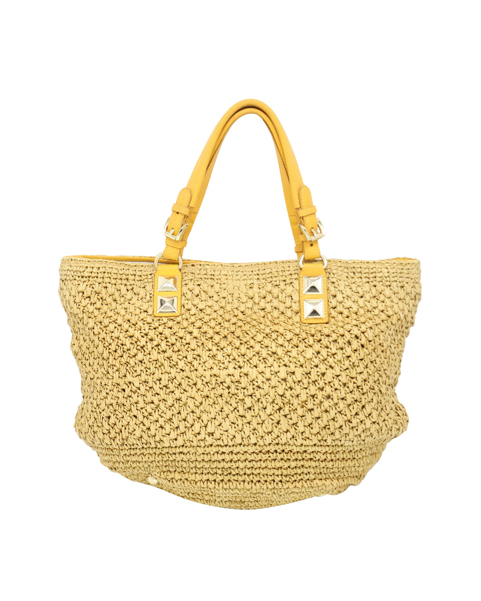 2604 Michael Kors Santorini Tote Bag in Yellow Straw