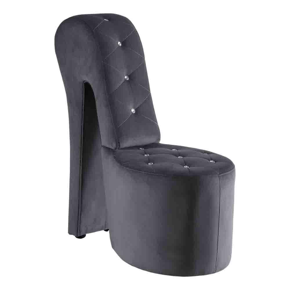 2736 Best Master Furniture Tristram 19" Velvet High Heel Shoe Chair in Gray