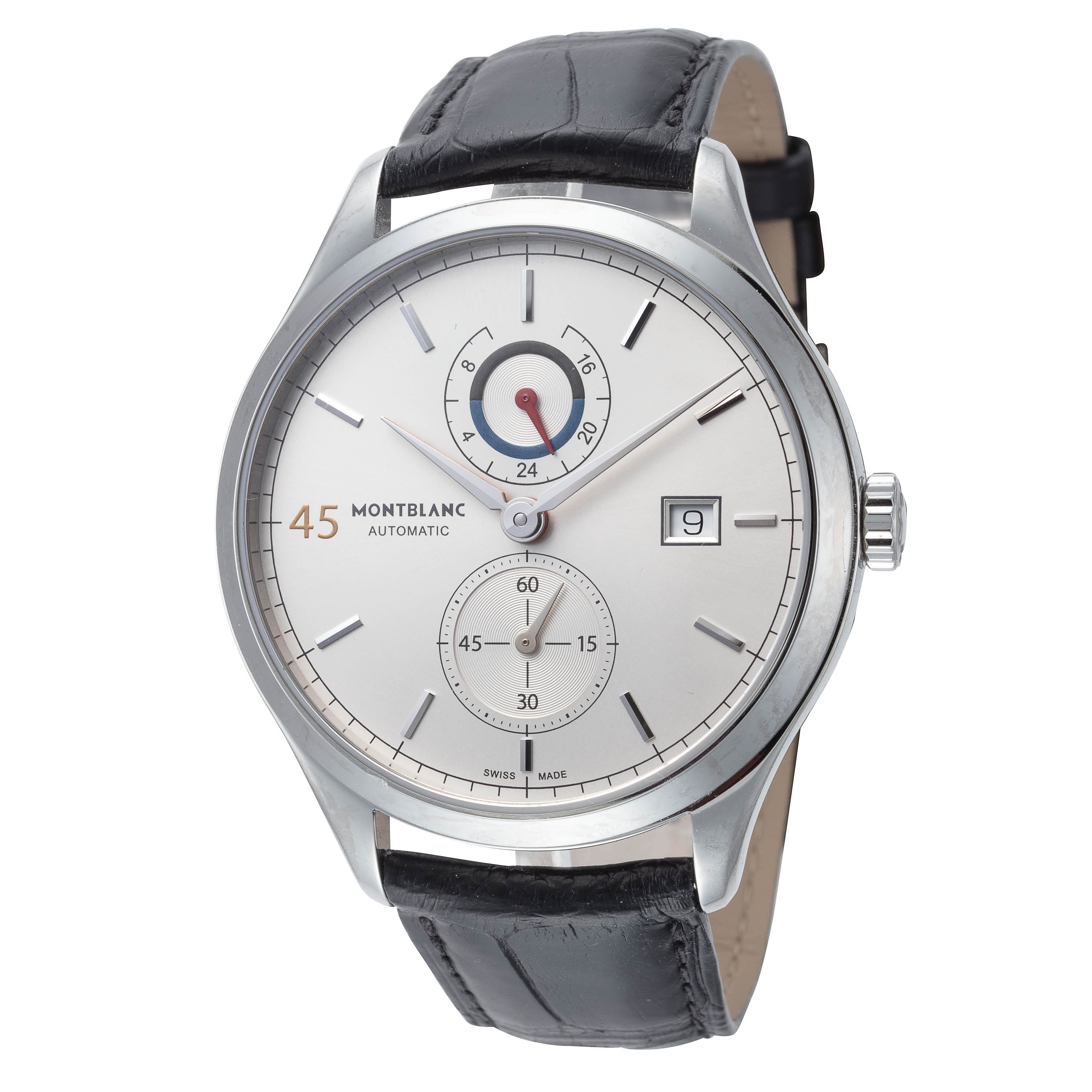 2401 Montblanc Men's Heritage GMT 41mm Leather Automatic Watch MB114172