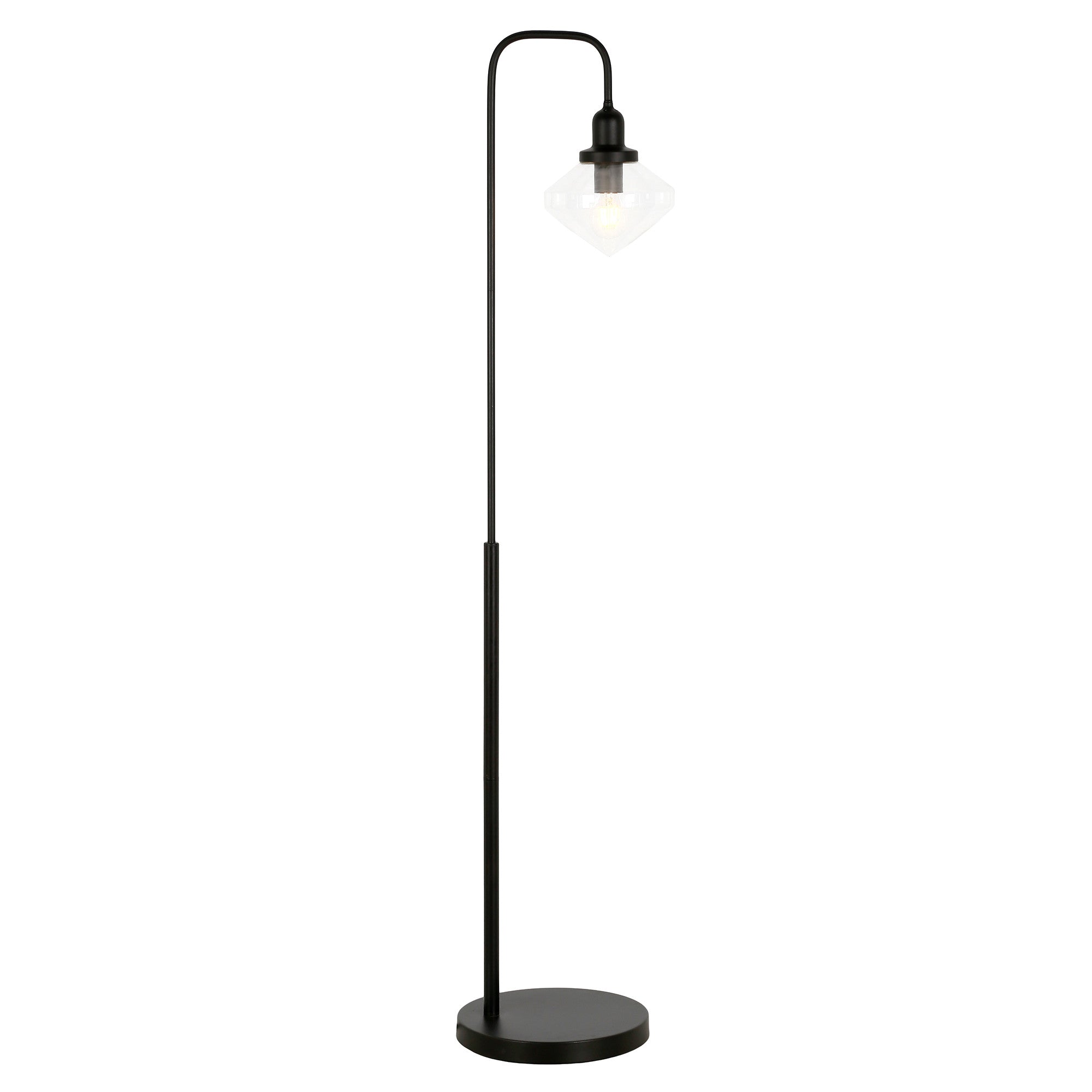 2736 62" Black Arched Floor Lamp With Clear Transparent Glass Shade
