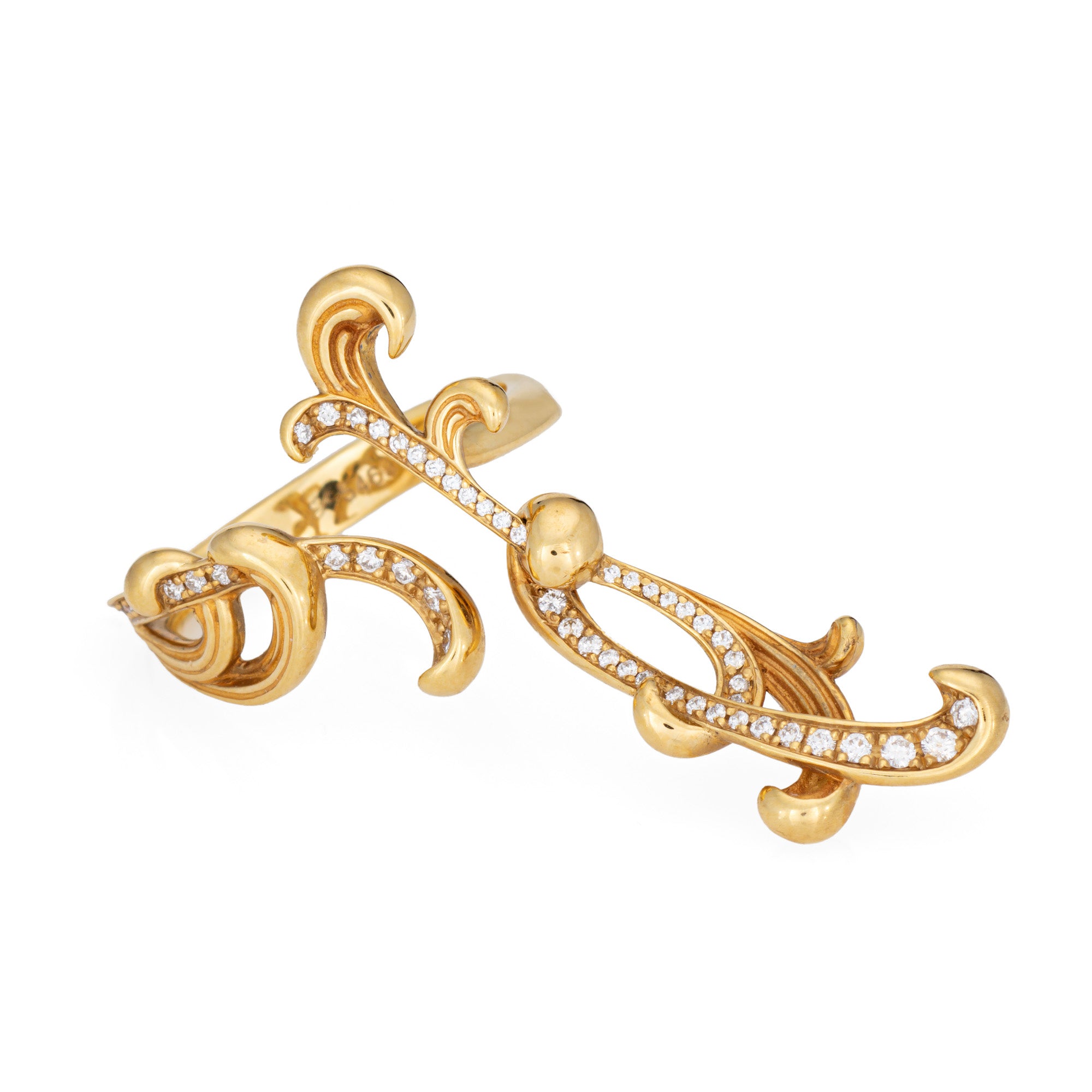 SOPHIE JANE Carrera y Carrera Origin Diamond Ring Sz 7 18k Yellow Gold Articulated Scrolled