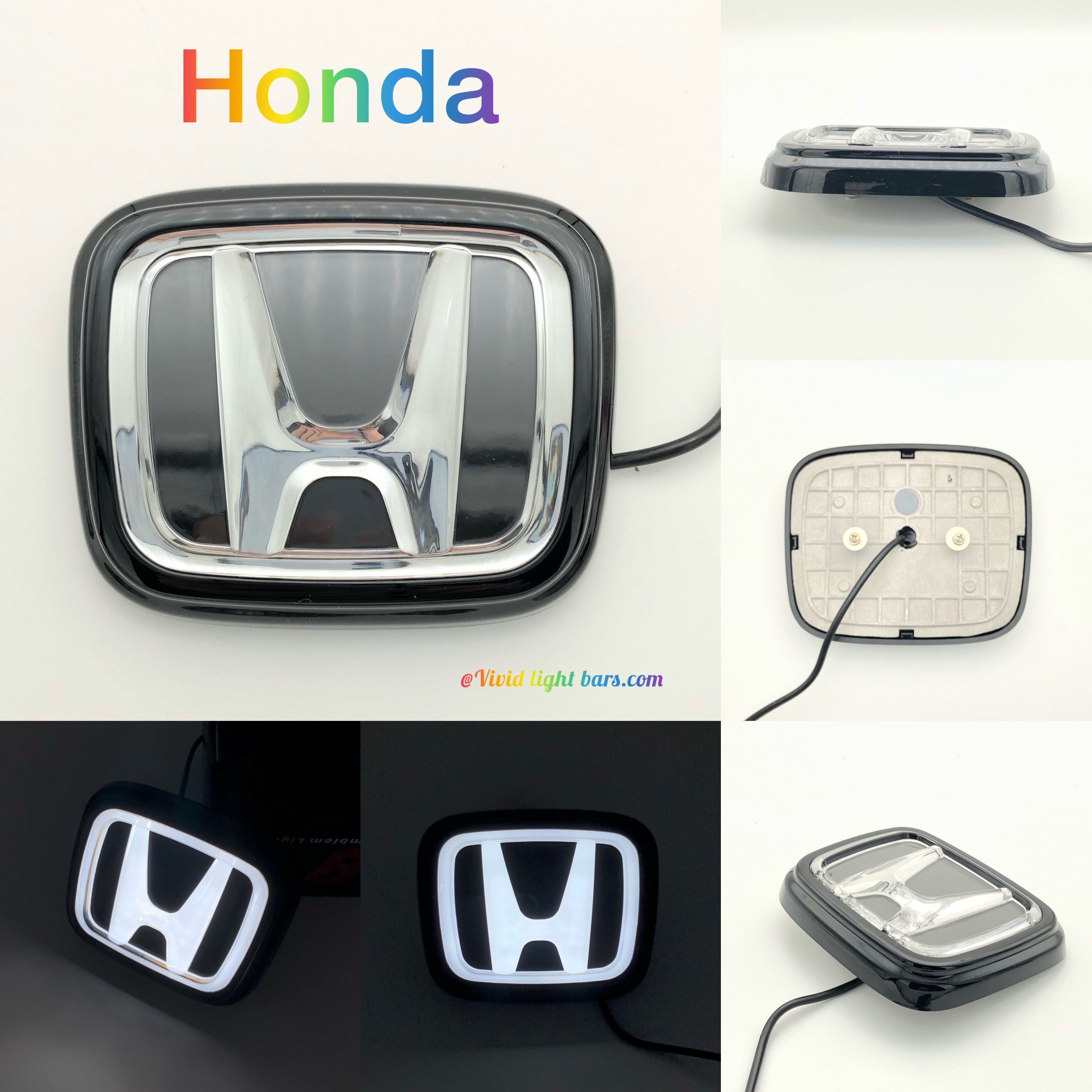 VIVID LIGHT BARS Honda logo light Honda LED Illuminated Front Grille Emblem   Auto Logo Light for Civic/Accord/CR V  Crystal Luminous Emblem with DRL Sync
