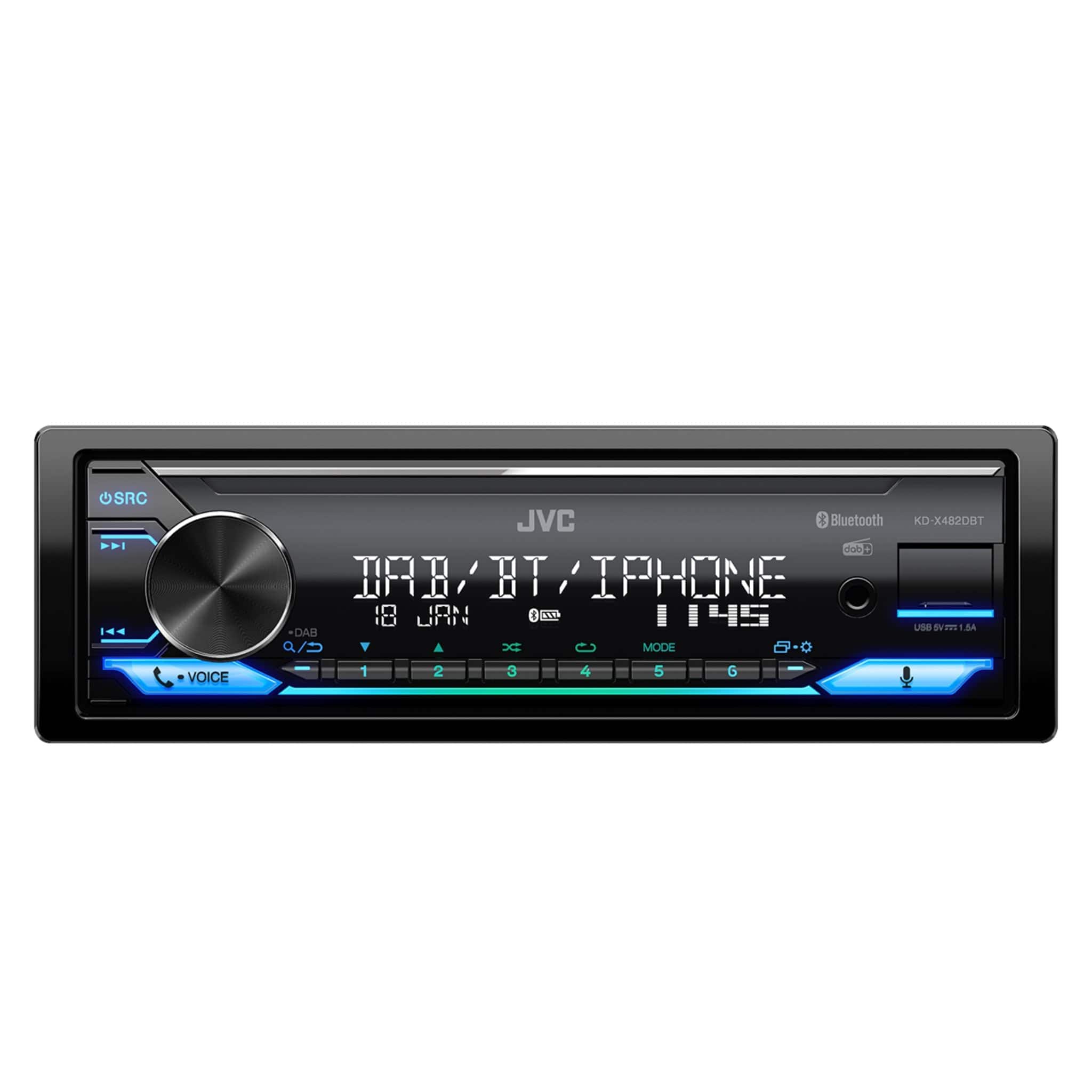 JVC KD X482DBT 1 DIN Digital Media Receiver with Amazon Alexa Bluetooth and DAB+
