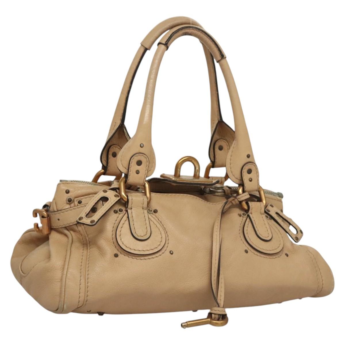 Chloe Paddington Hand Bag Leather Beige Auth MY322