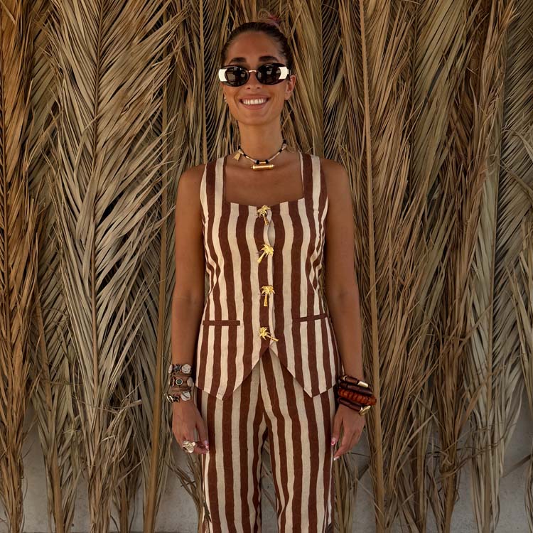 NEVER FULLY DRESSED Chocolate Stripe Waistcoat