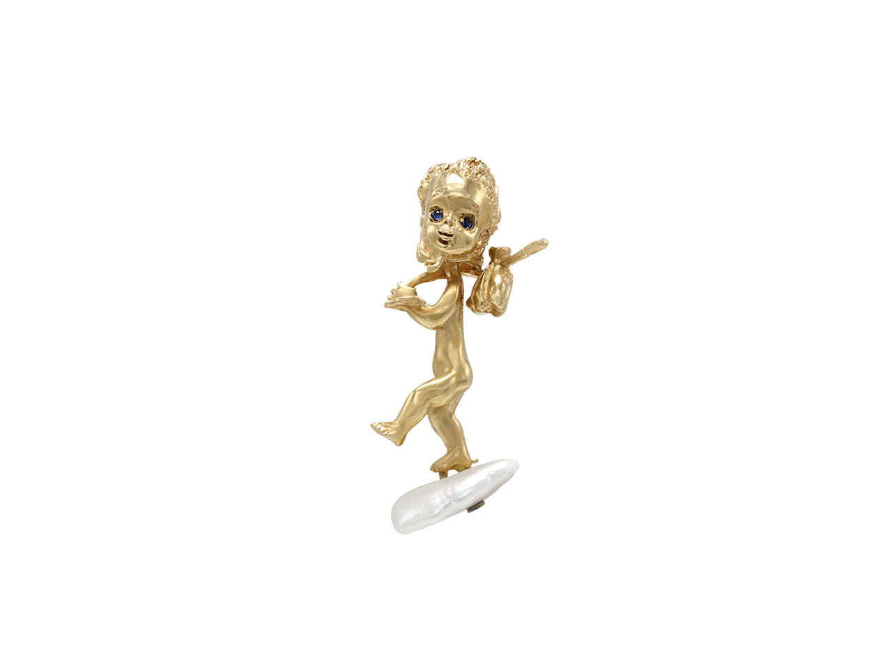 BELADORA Ruser American Freshwater Pearl 'Thursday's Child' Brooch in 14K Gold