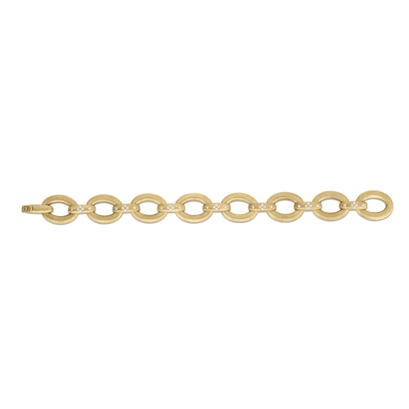 ROBERTO COIN Duchessa 18K Yellow Gold Satin Diamond Accent Oval Link Bracelet