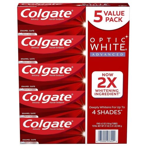 Colgate Optic White Advanced Teeth Whitening Toothpaste, 5 pk./4.2 oz.
