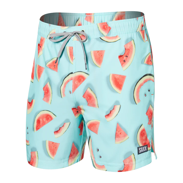 SAXX 5 Inch Oh Buoy 2N1 Volley One Hit Wondermelon Swim Trunks   Multi