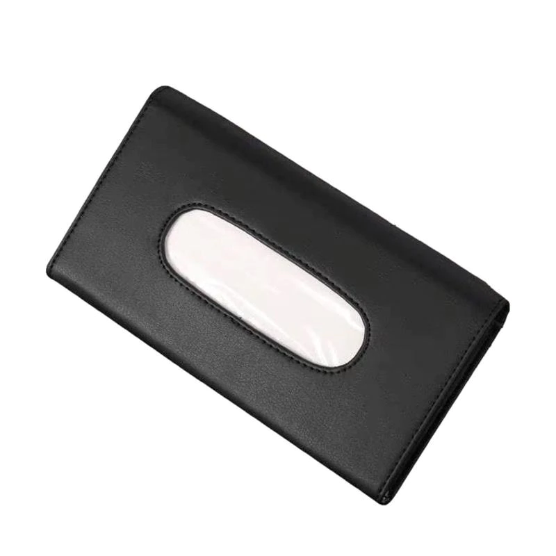 EV PARTS ONLINE Mustang Mach E Sun Visor Tissue Storage Box, PU Leather, Black, 2021 2024