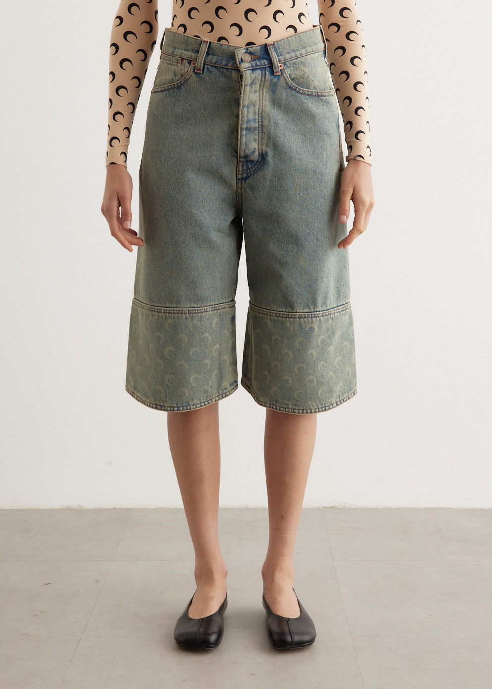 MARINE SERRE Moon Laser Denim Bermudas
