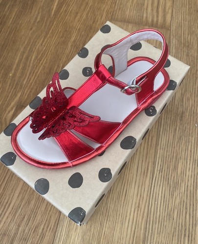 Sophia Webster Mini Girl Celeste Ruby Red Patent Leather Sandals Size 34 2.5