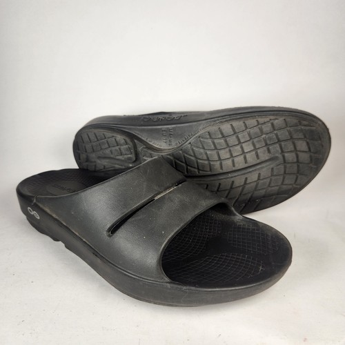 OOFOS Women's OOahh Recovery Sandal Size 6 EU 37 Black Comfort Platform Shoe