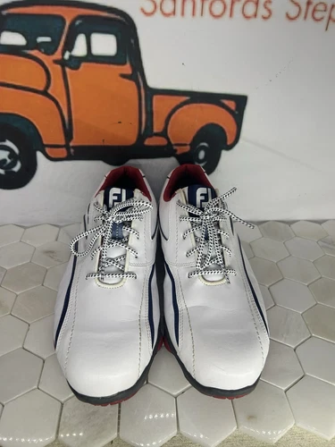 FootJoy Superlites Men's Golf Cleats Model 58009 White Blue Red Sz 9 W US