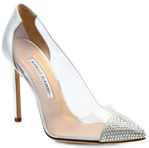$1295 New Manolo Blahnik BB PACHA CRY Crystal Toe Clear PVC Shoe 39.5 40 Wedding