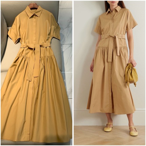 NWOT! $1 450 MAX MARA Agoraio Cotton Belted Shirtdress in Caramel  US 8 (IT 42)