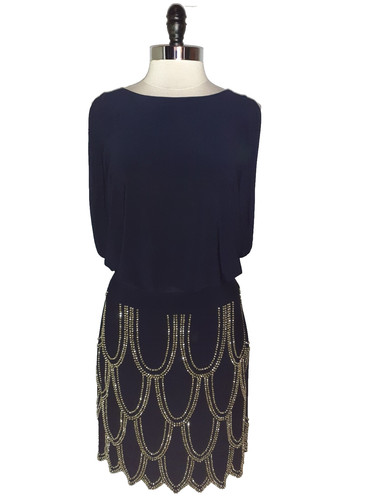 BETSY & ADAM BETSEY ADAM Plus Size 14W Blouson Dress Black G Sparkles Sleeveless