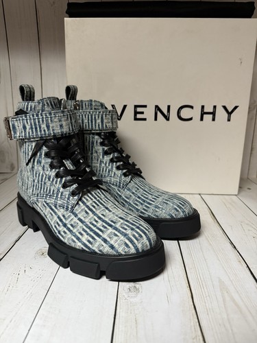 Givenchy Denim 4G Terra Ankle Boots Blue Sz 38.5   8.5