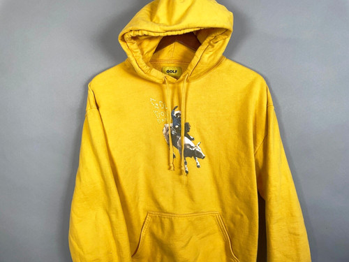 GOLF Wang Rodeo Print Hoodie Adult Medium Yellow Sweatshirt Tyler Creator Rap