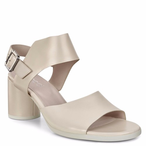 Nuova Scatola ECCO Forma Tacco Blocco Sandalo Slingback Vaniglia Fibbia Metallica 40 9 9 5