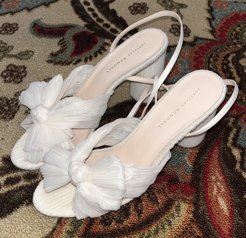 $325 WOMENS LOEFFLER RANDALL CAMELLIA PLGV PEARL ANKLE STRAP HEELS  SZ. 11B