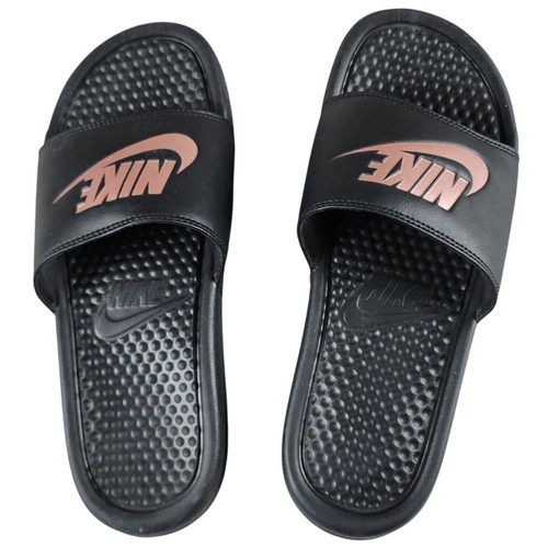 BRANDBLACK Nike Slides Womens 8 Benassi JDI Black Rose G Sandals Open Toe Beach Boating