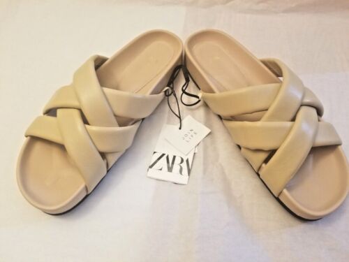ZARA CHUNKY QUILTED STRAP LEATHER 1640 710 Size 8 9 European 39 40