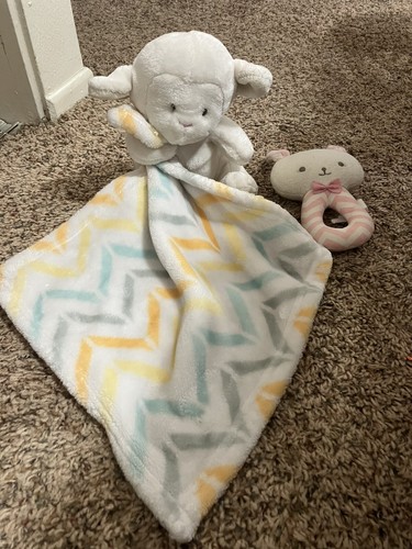 Little Miracles Lamb Security Blanket Plush Lovey With Alimrose Rabbit Rattle