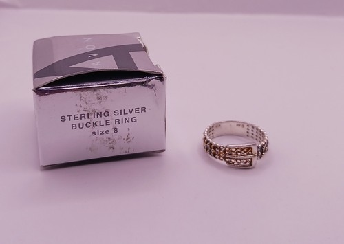 Avon Sterling Silver Buckle Ring Size 8 New Old Stock With Box