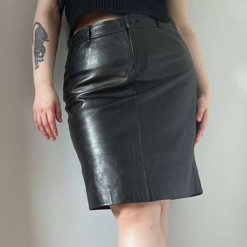 LAUREN RALPH LAUREN Ralph Lauren Black Label 100% Lambskin Leather Mini Pencil Skirt sz 12