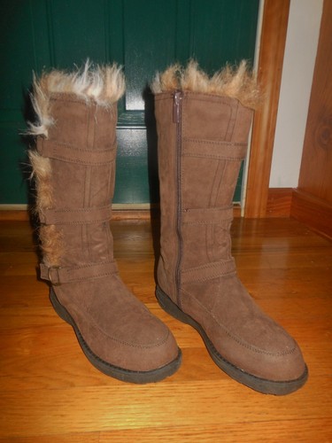 LI NING Lamo women's winter boots Sz 8 M Brown suede Side zippers Excellent condition