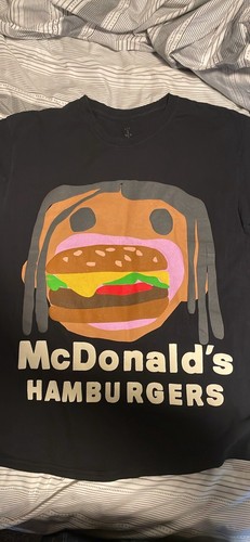 TRAVIS SCOTT CACTUS JACK Travis Scott x CPFM x McDonald's Men's Black Burger Mouth T Shirt Size: M