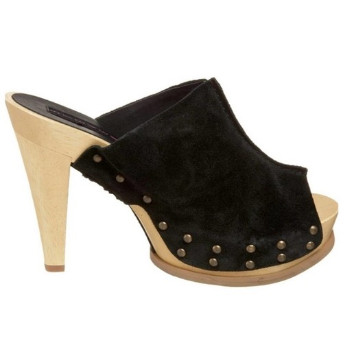Zoccoli tacco alto Steven by Steve Madden neri scamosciati borchie barra taglia 9B