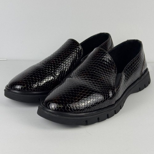 TKEES Mocassini donna Spring Step Horizon in pelle verniciata marrone coccodrillo taglia 40EU 9.5US