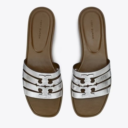 Tory Burch sandali donna Ines Cage Slide in pelle metallizzata misura 7 5