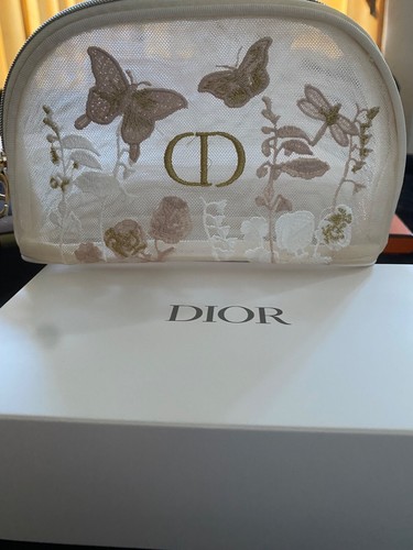 DIOR FLORAL GWP EMBROIDERED MESH MAKEUP POUCH   NEW IN BOX