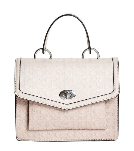 Guess Crimmel Debossed Crossbody Satchel Pink Linght