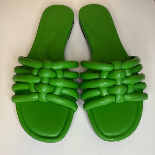 Zara Green Braided Flat Sandals size 35   4.5 Women’s