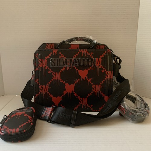Steve Madden Bevelyn Bleeding Hearts Satchel Crossbody Bag Air Pod Case NEW