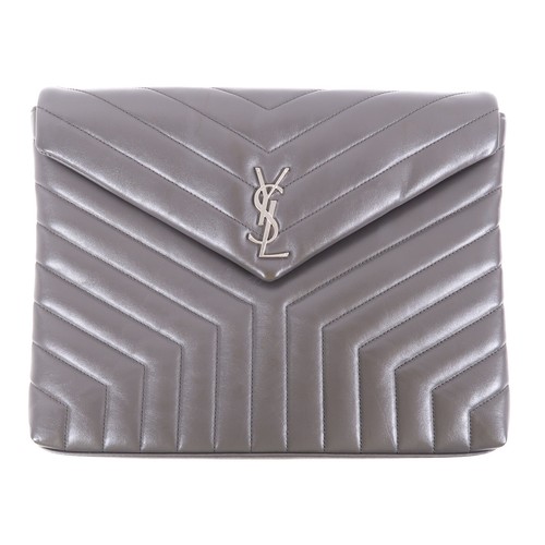 SAINT LAURENT (YSL) SAINT LAURENT YSL Clutch Bag Pouch 483236 Calfskin Leather Grey